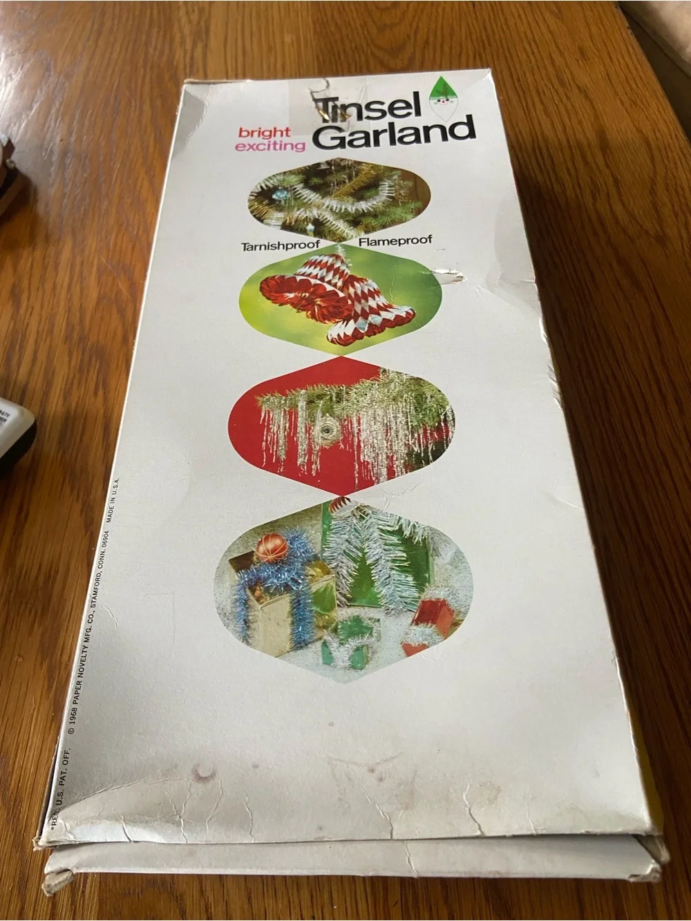 Vintage 1968 Gold Tinsel Garland in Original Box